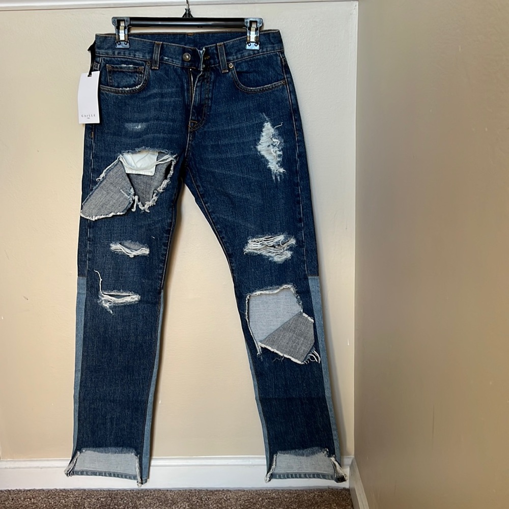 GAeLLE Paris distressed, two tone jeans